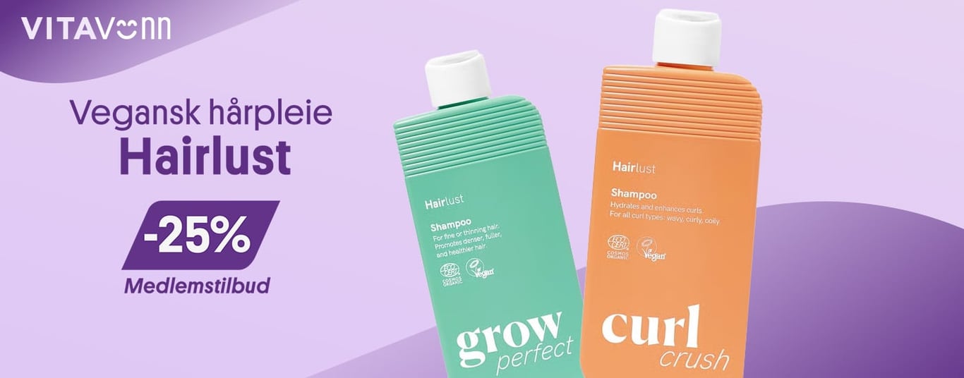 VITA VENN: Vegansk hårpleie Hairlust -25% medlemstilbud