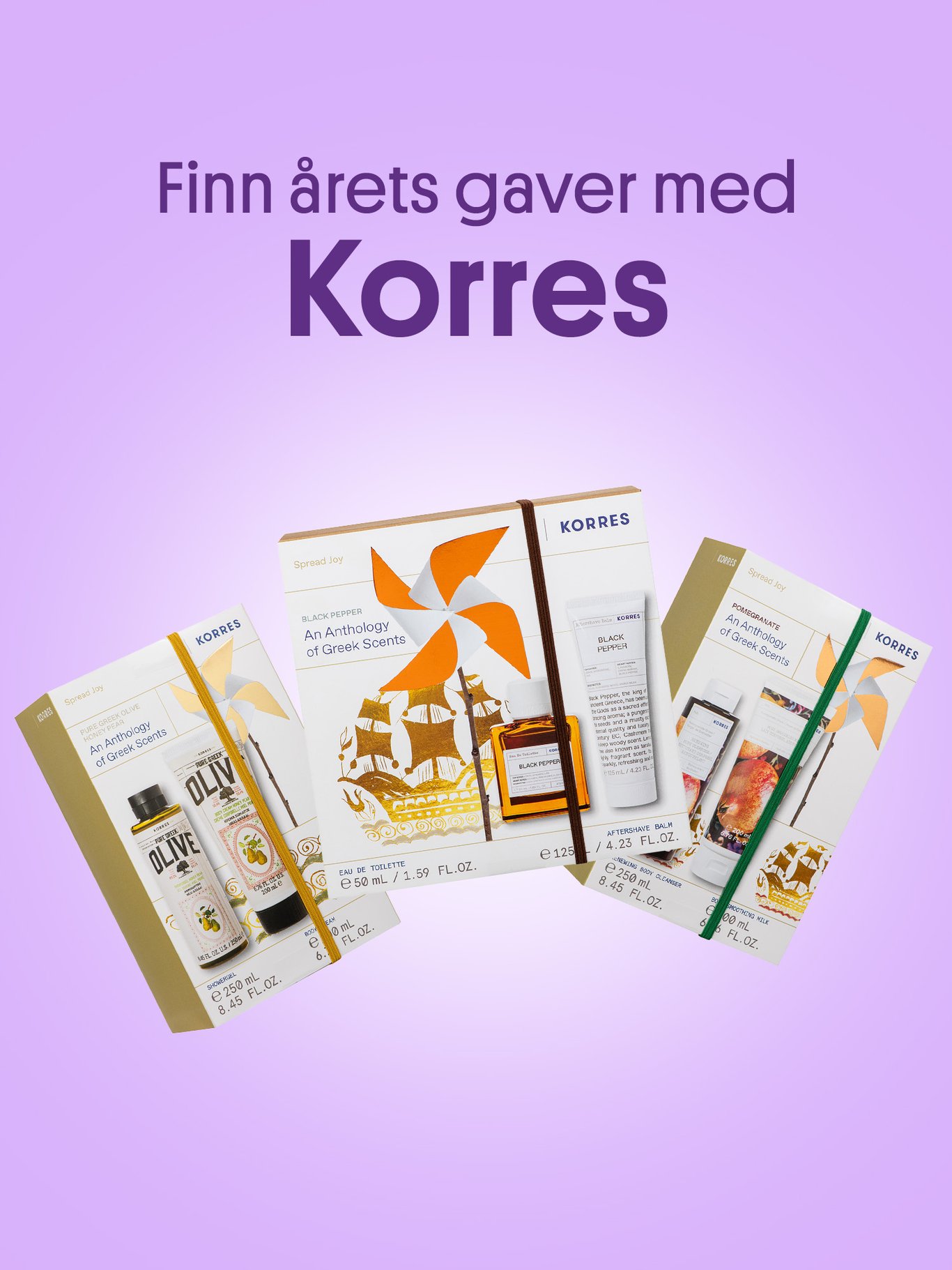 Gavesett fra korres med kropprodukter, ansiktspleie eller duft.