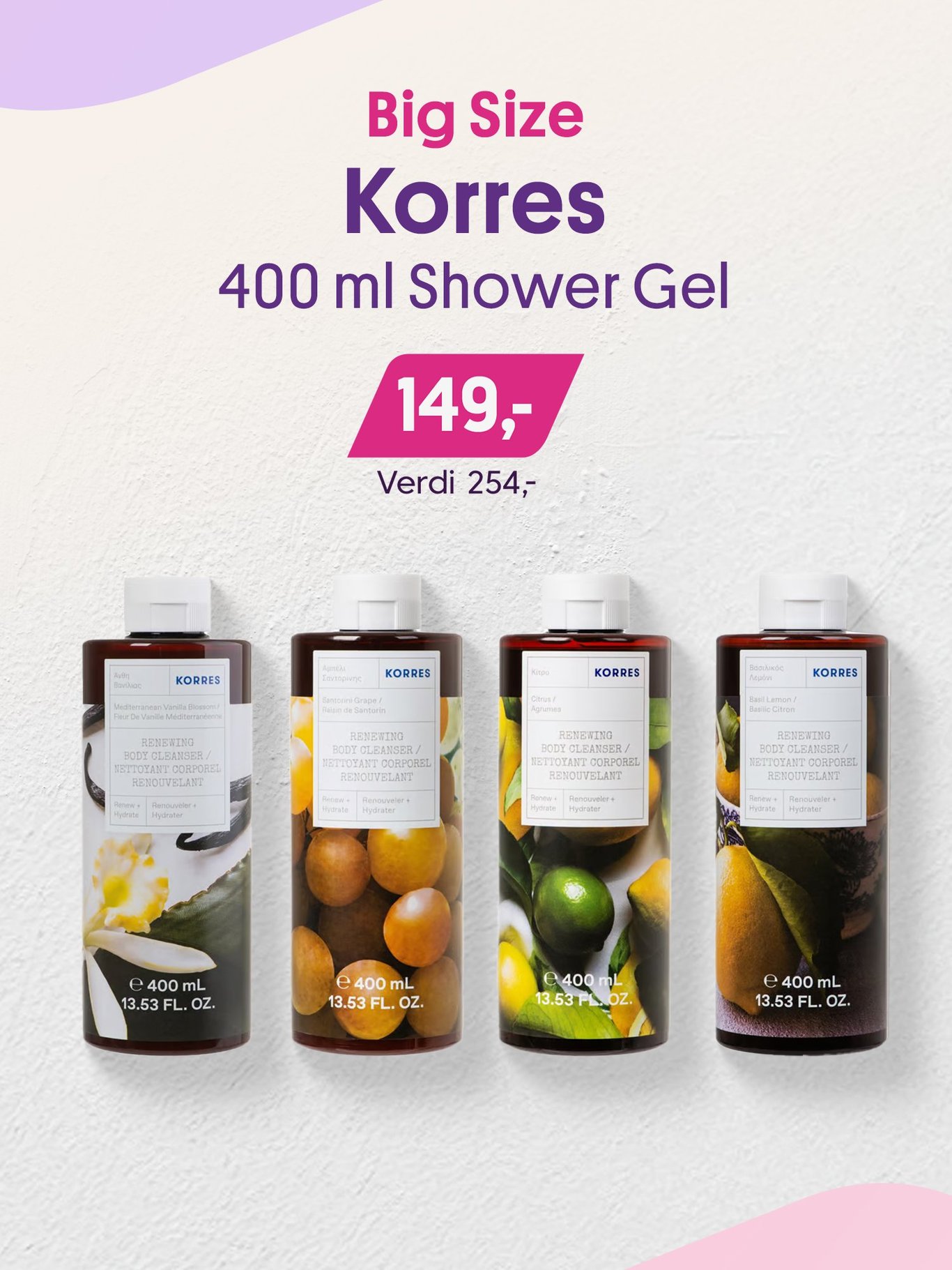 Big size shower gel fra KORRES 149kr
