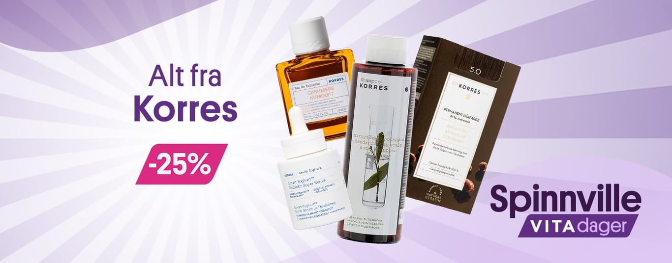 Alt fra Korres -25% Spinnville VITA dager