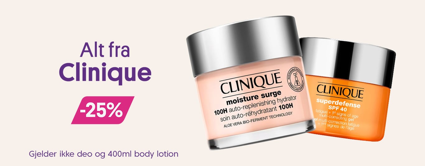 Alt fra Clinique -25% - gjelder ikke deo og 400 ml body lotion 