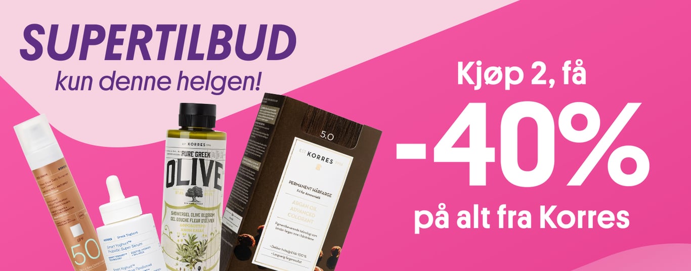 SUPERTILBUD kun denne helgen - kjøp 2, få -40% på alt fra Korres