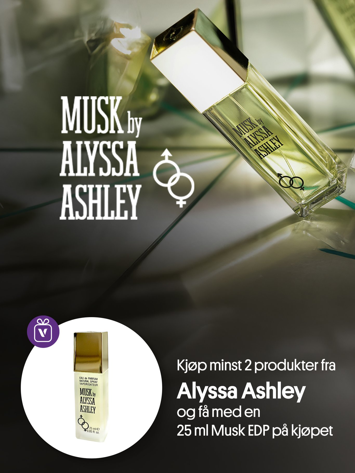 Kjøp minst 2 produkter fra Alyssa Ashley og få med en 25ml Musk EDP på kjøpet