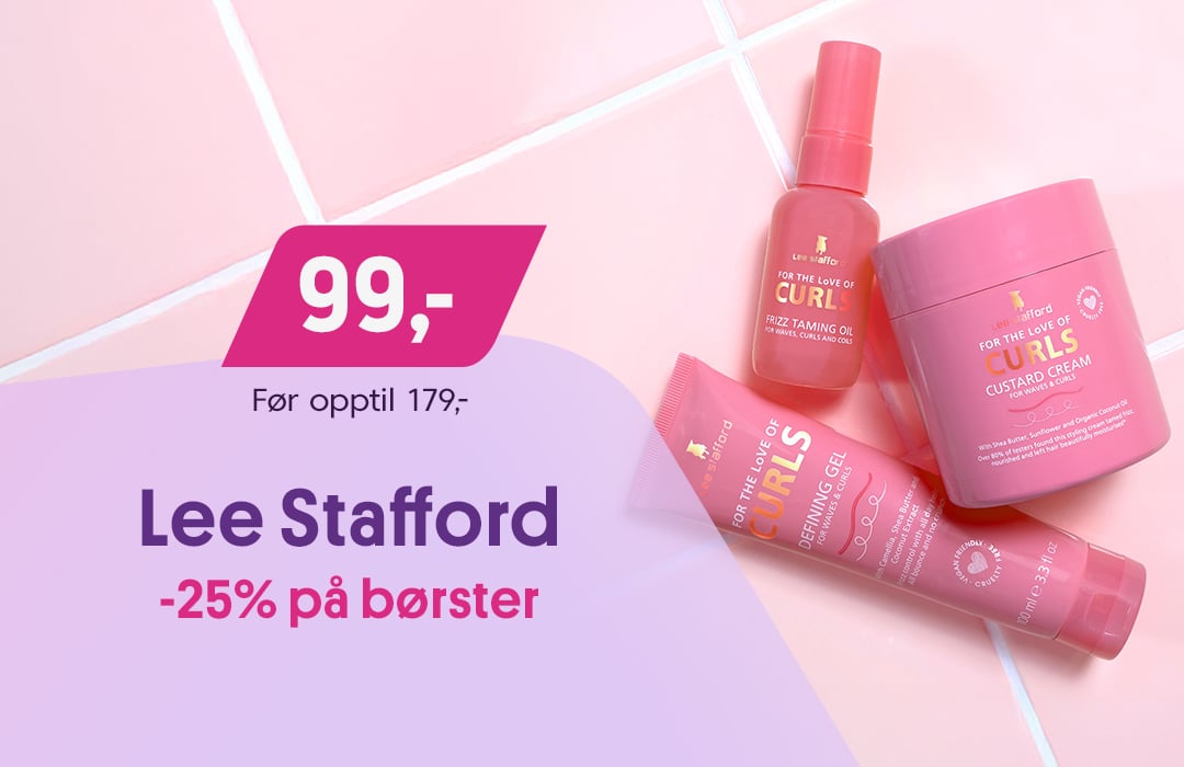 Alt fra Lee Stafford hårpleie til 99,- og 25% på hårbørster