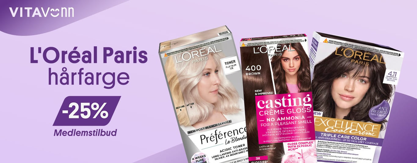 VITA VENN: L'ORÉAL Hårfarge -25% medlemstilbud