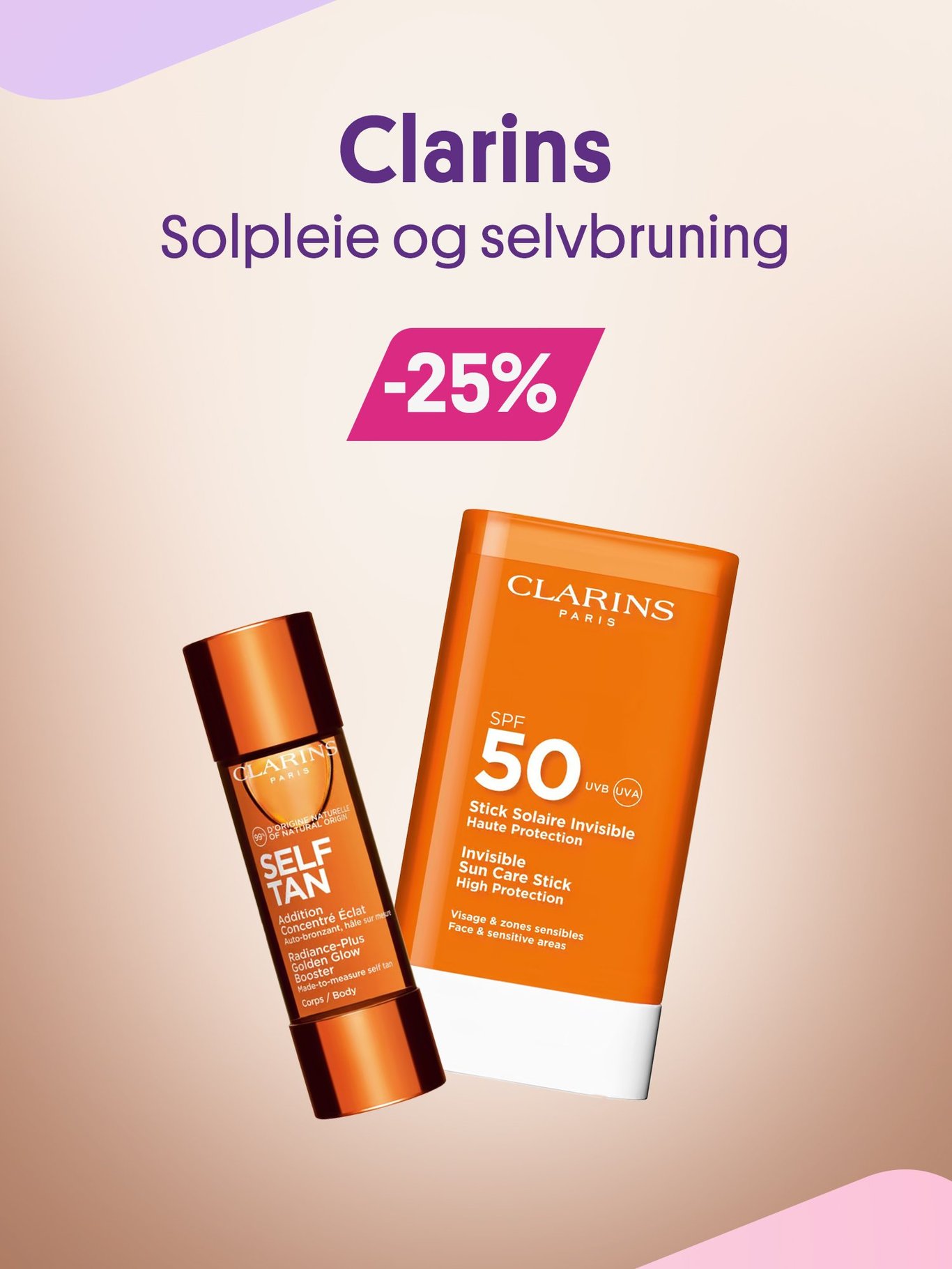 Clarins solpleie og selvbruning -25%