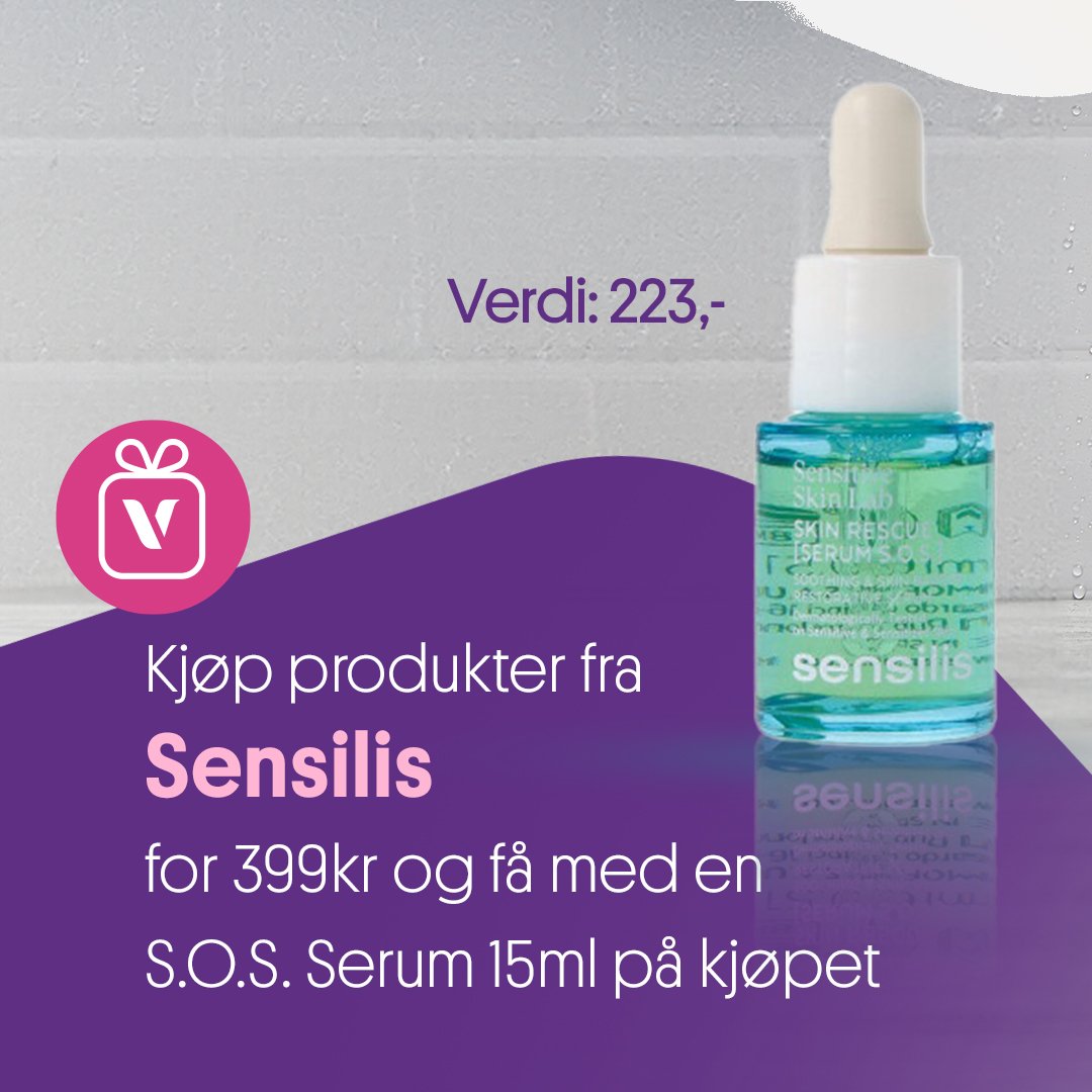 Kjøp produkter fra Sensilis for 399,- og få med et SOS serum 15 ml på kjøpet