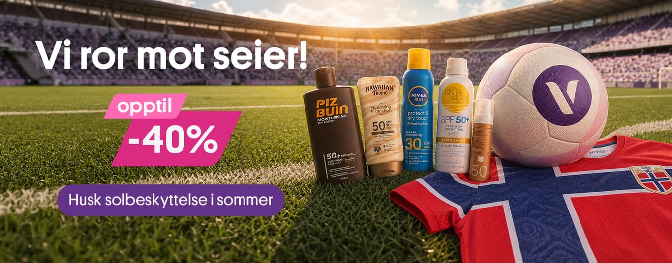 Vi ror mot seier! Opptil -40% Husk solbeskyttelse i sommer