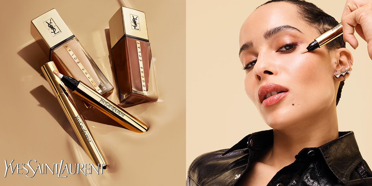 YSL Touche Eclat - Concealer, foundation and model