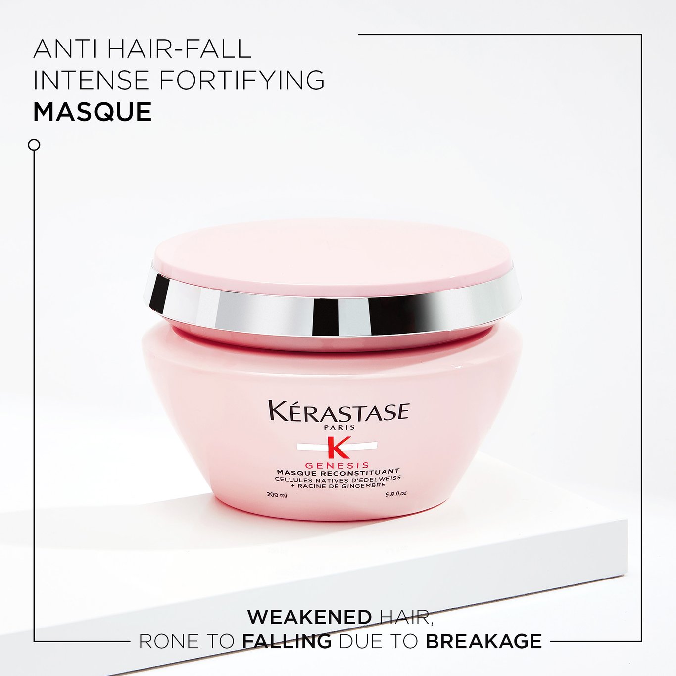 Anti hair-fall intense fortifying Masque. Weakened hair, rone to falling due to breakage