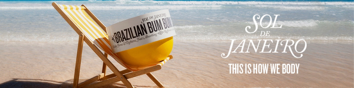 Sol de Janeiro. Bilde av bestselgerne Bum Bum cream og  Cheirosa '62 Fragrance.