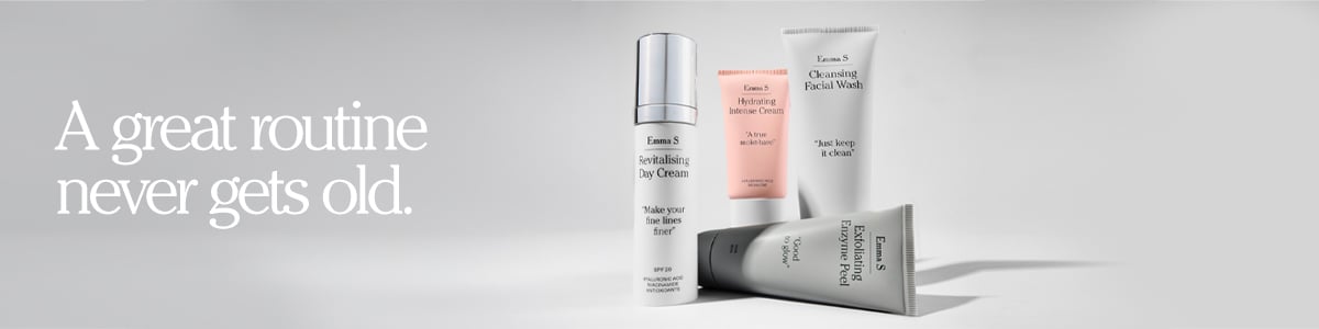 Toppbanner med bilde av produkter fra Emma S. A great routine never gets old. 