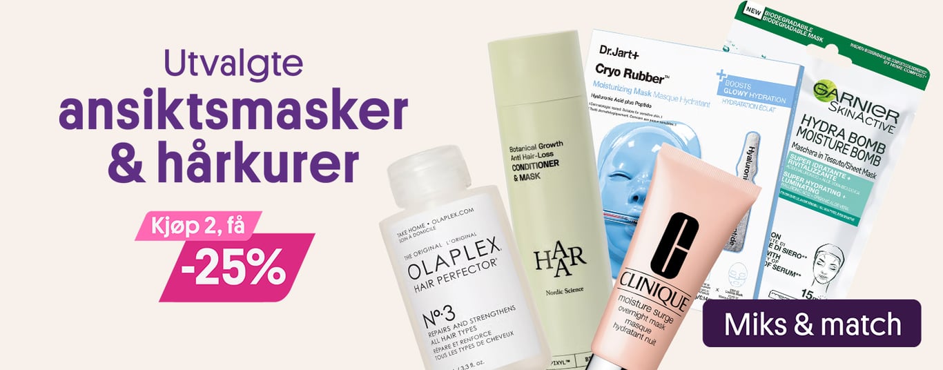 Utvalgte ansiktsmasker & hårkurer - kjøp 2, få -25%