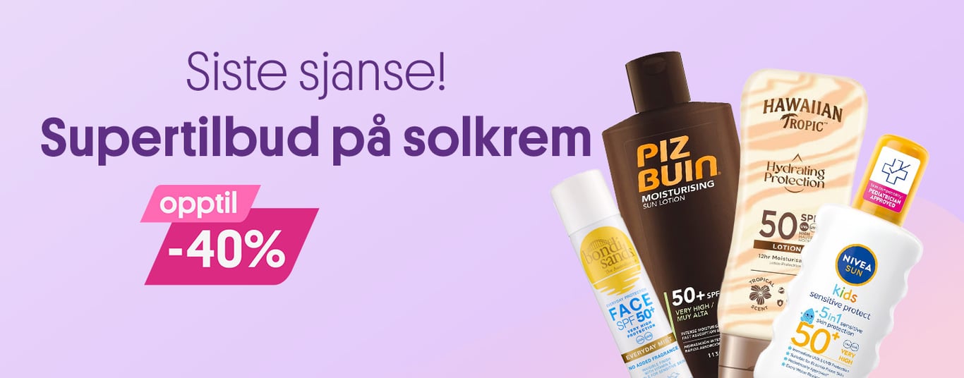 Siste sjanse! Supertilbud på solkrem opptil -40%