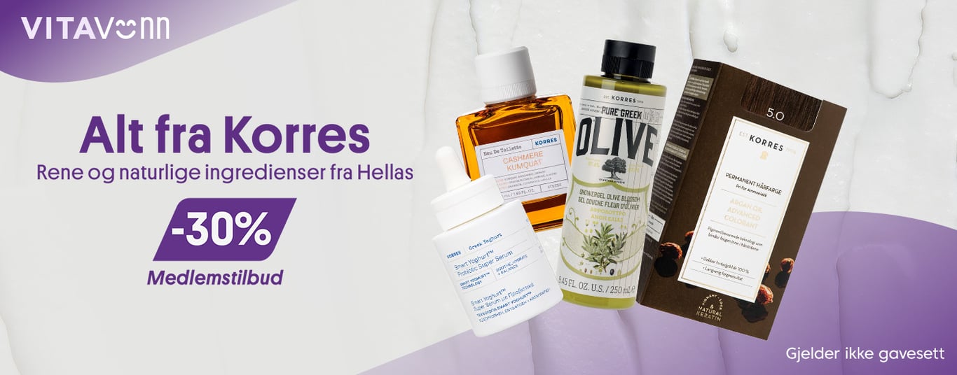 Alt fra Korres -30% medlemstilbud (gjelder ikke gavesett)
