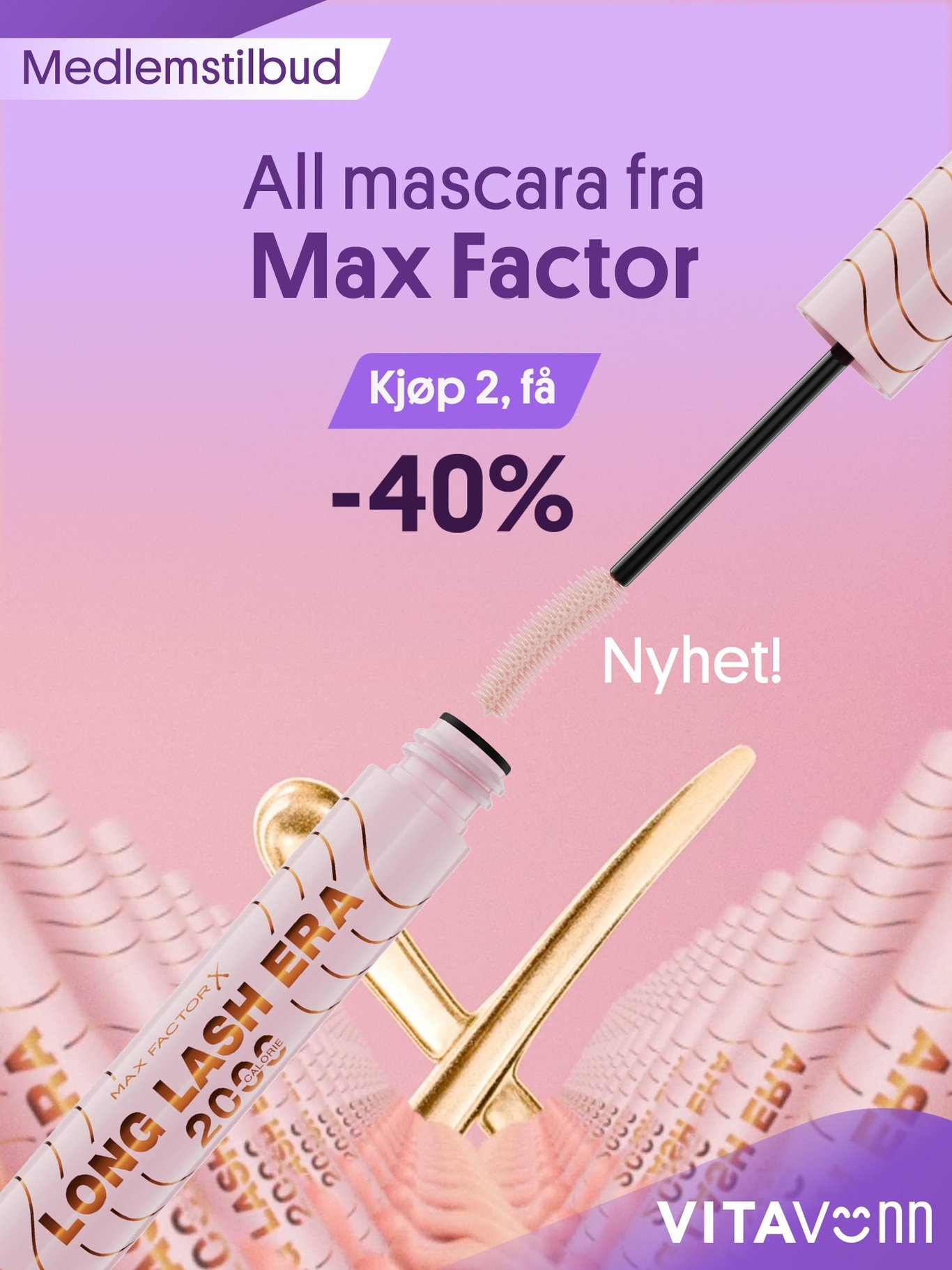Kjøp 2 få 40% på all mascara fra Max Factor