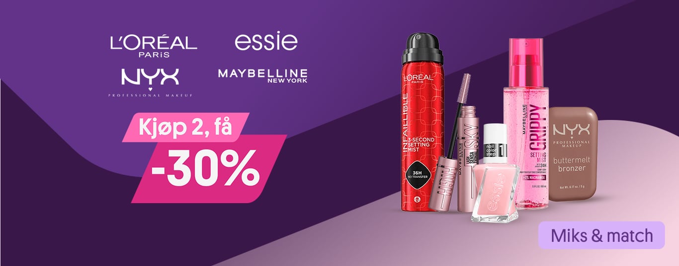 Kjøp 2, få -30% L'Orèal Paris, essie, NYX & Maybelline New York