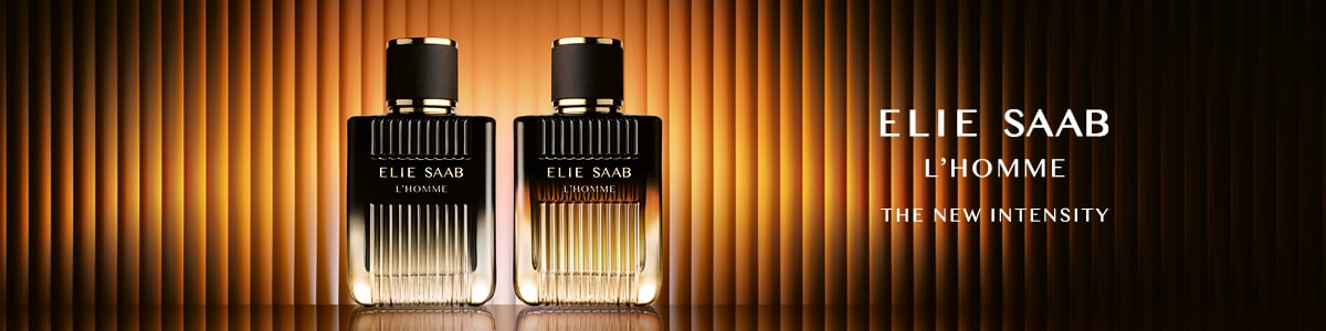 Toppbanneret er et bilde av Elie Saabs nye parfyme L'Homme