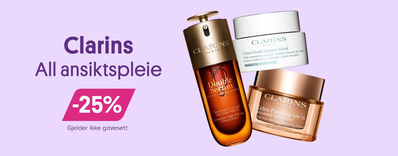 Clarins all ansiktspleie -25% (gjelder ikke gavesett)