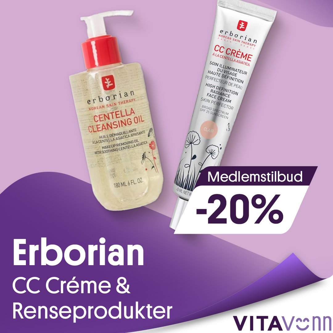 Medlemstilbud: -20% på Erborian CC Creme og alle renseprodukter fra Erborian. 
