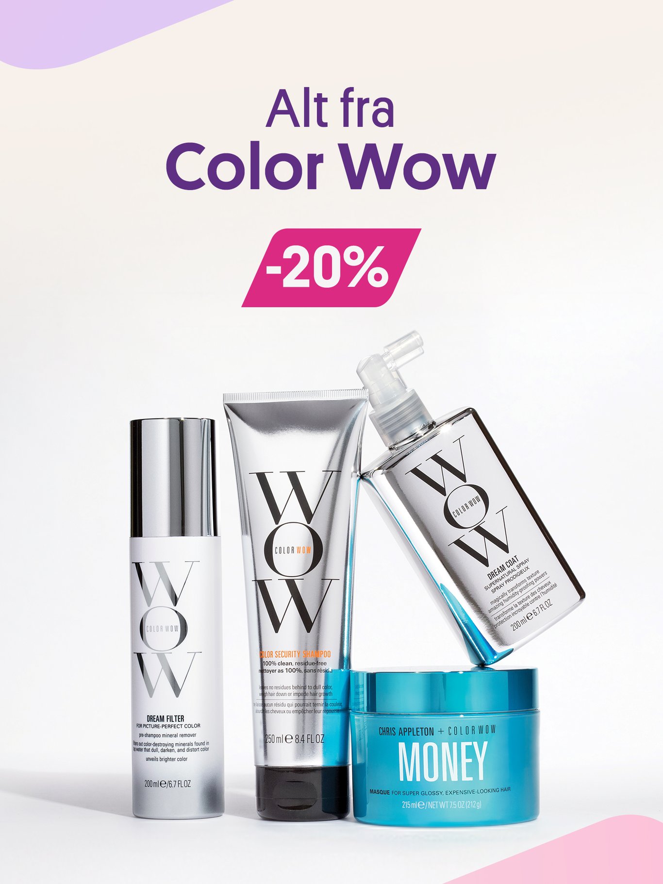 Alt fra Color Wow, så 25% - styling til hår