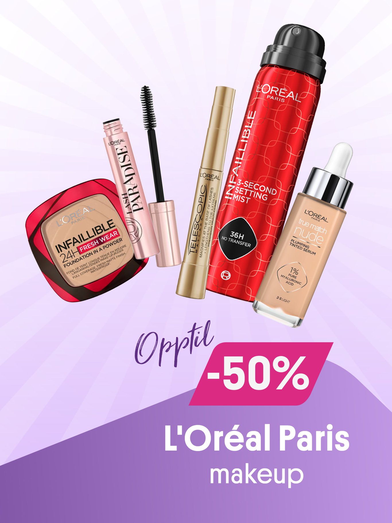 All makeup fra Loreal opptil 50%