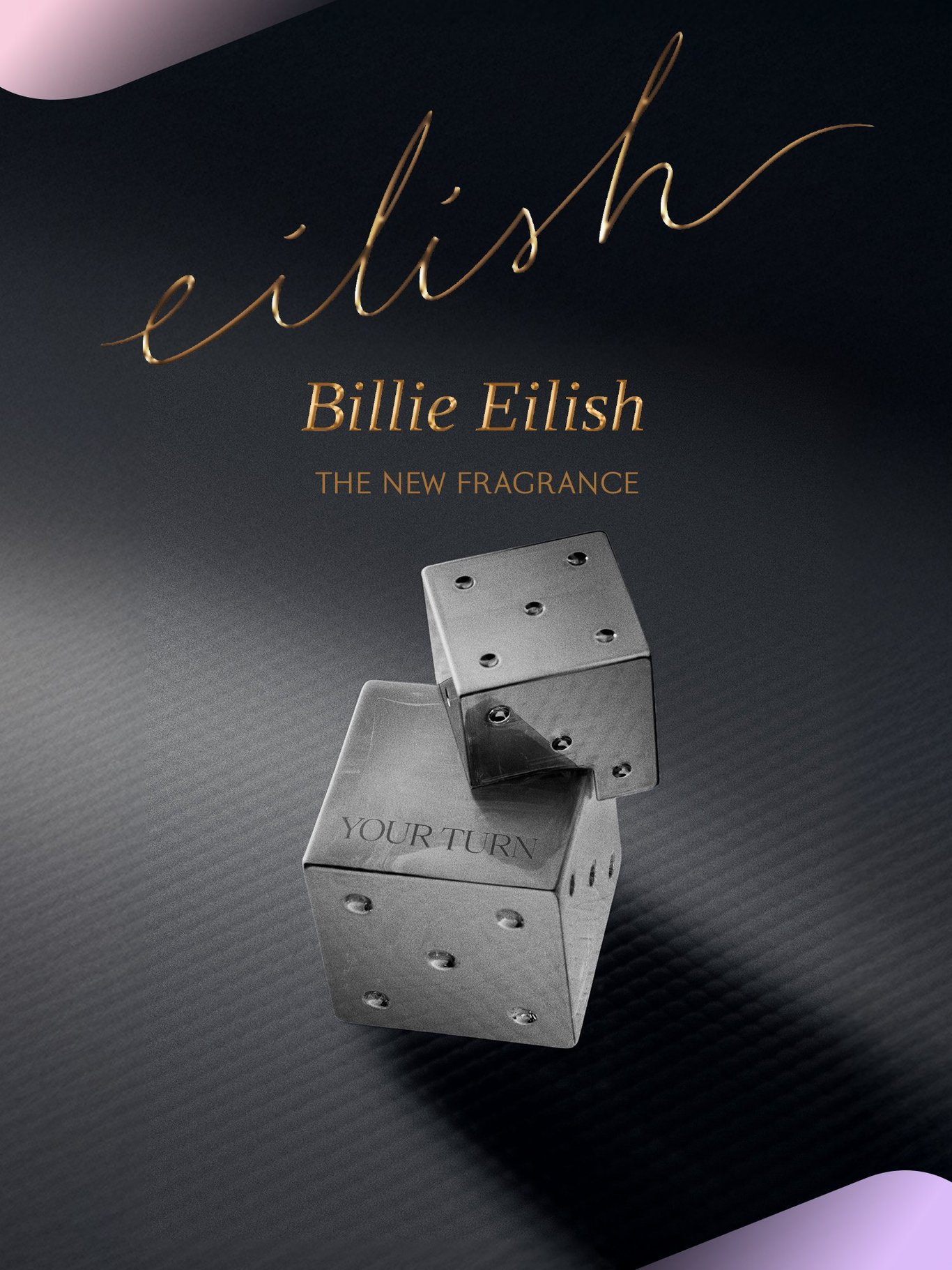 Nyhet: Ny duft fra Billie Eilish - Your turn. Bilde av flakong som ser ut som to terninger i hverandre. 