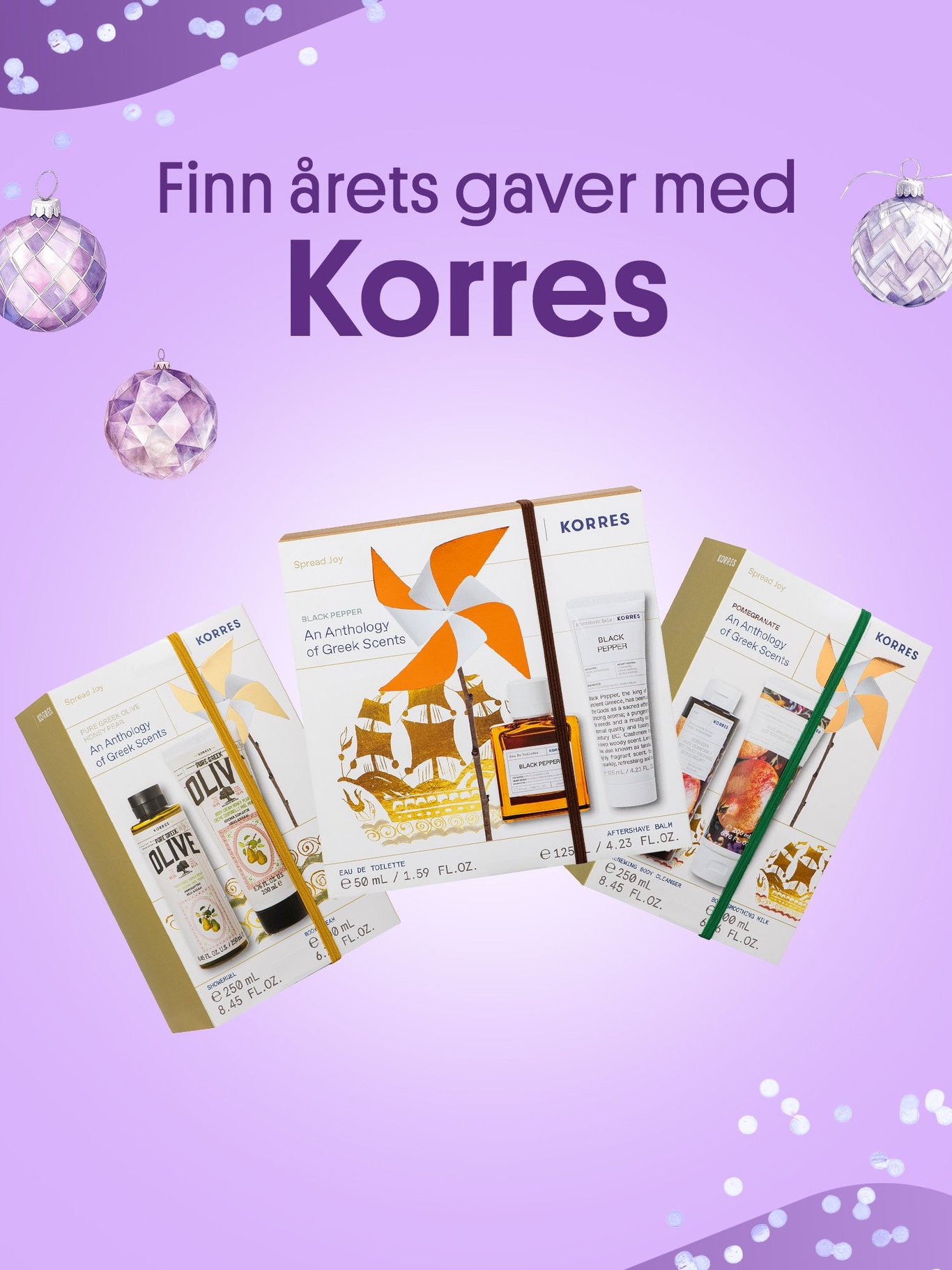 Gavesett fra korres med kropprodukter, ansiktspleie eller duft.