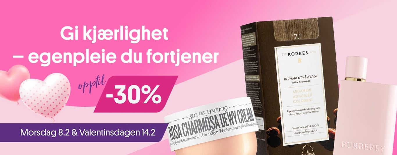Gi kjærlighet - Opptil 30%. Bilde av hårfarge, bodylotion og parfyme. Husk morsdag og valentines