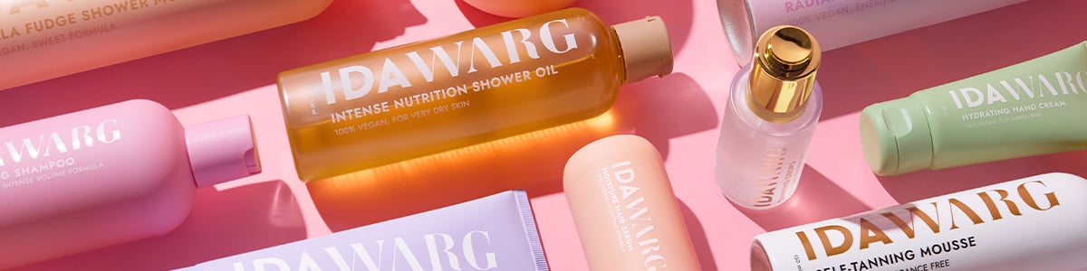 Ida Warg. Dekorativ banner med mange produkter. 