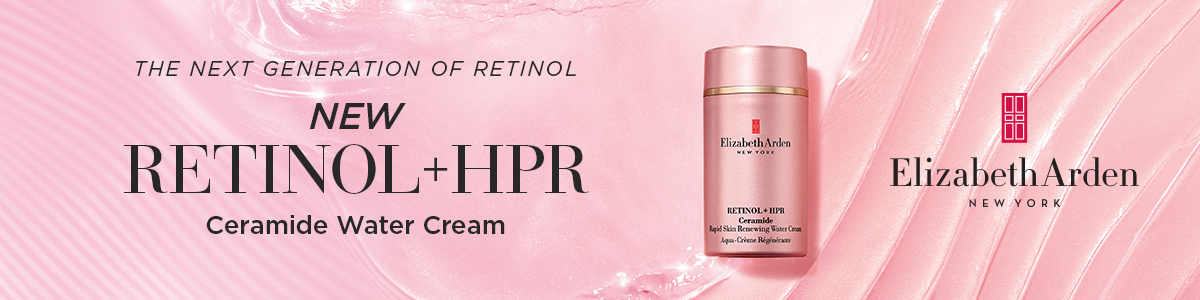 Dekorativt bilde av nyheten Retinol+HPR Ceramide Water cream fra Elizabeth Arden.