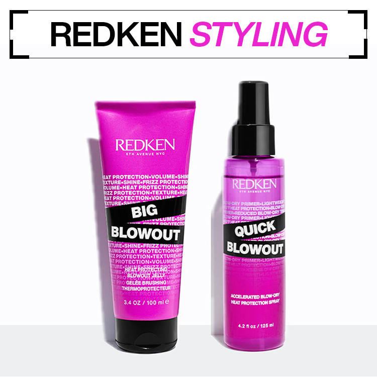 Toppbanner for Redken. Bildet er av 2 hårprodukter med en hvit bakgrunn. Toppbanneret er en direktelink til kategori styling.