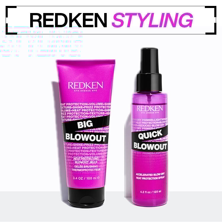 Toppbanner for Redken. Bildet er av 2 hårprodukter med en hvit bakgrunn. Toppbanneret er en direktelink til kategori styling.