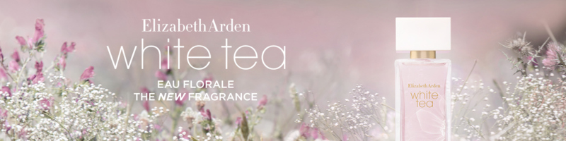 Dekorativt bilde av nyheten White Tea eau Florale fra Elizabeth Arden.