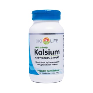 Bio Life Kalsium med Vitamin C, D3 & K2 90 Kapsler