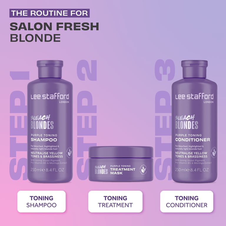 Lee Stafford Bleach Blondes Purple Toning Shampoo 250ml | Vita.no