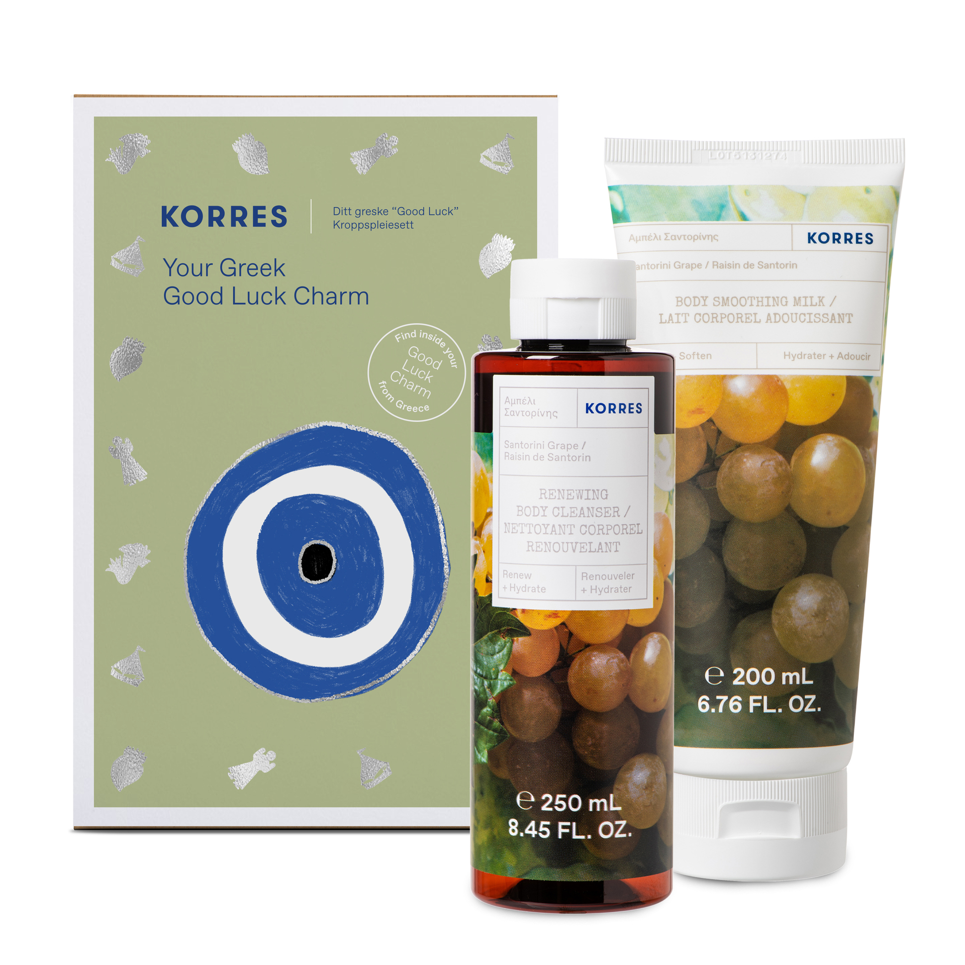 KORRES Santorini Grape Shower Gel & Body Lotion (Verdi 358kr) Vita.no