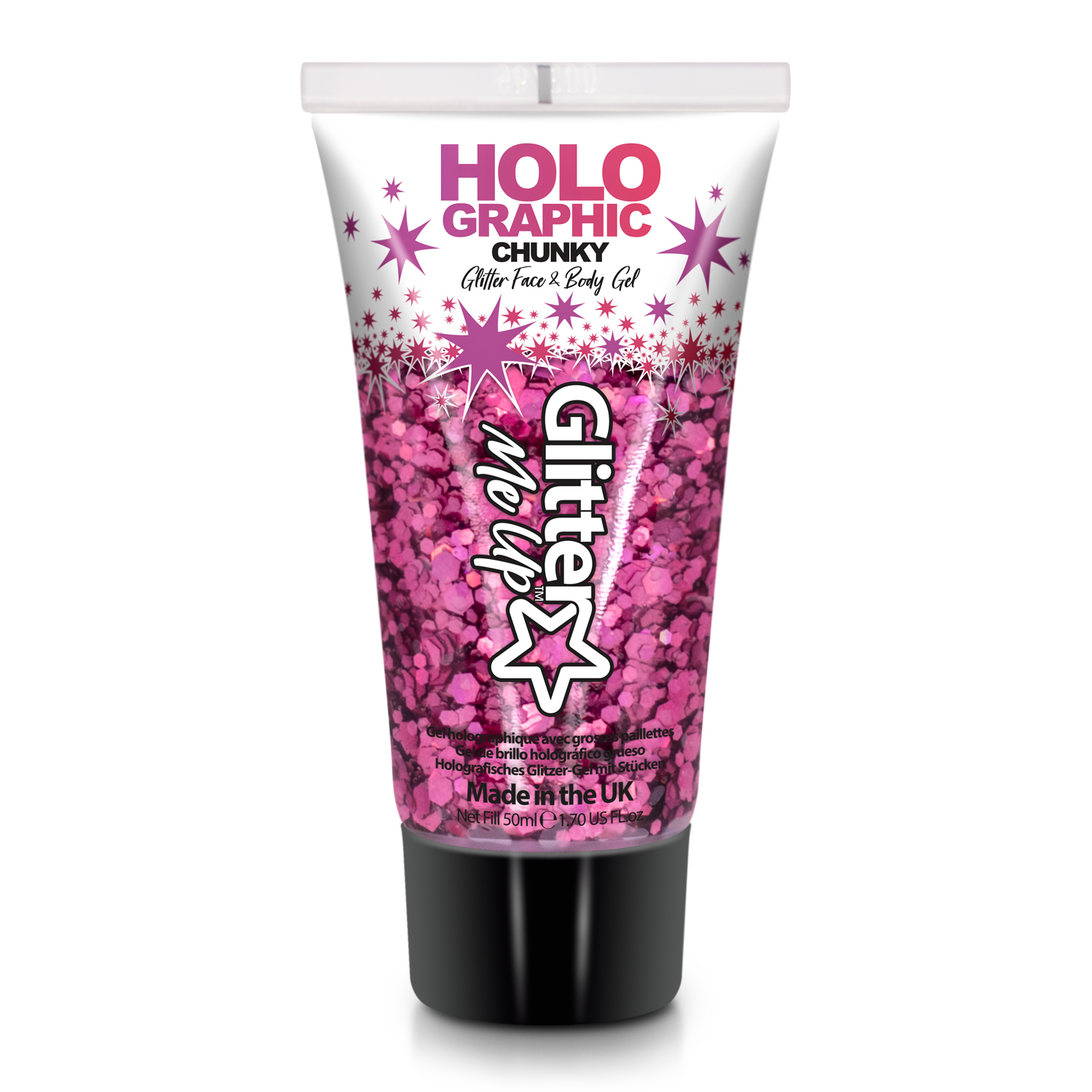 Glitter Me Up Holographic Face & Body Glitter Gel Princess Pink Vita.no